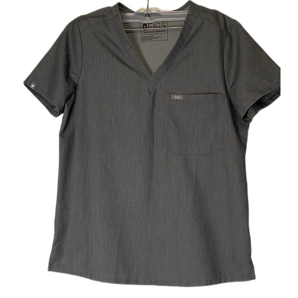 Figs Tops - Figs Scrub Top Womens Small Gray Technical Collection Medical Uniform Nursing